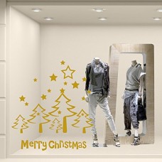 NT0046 Adesivi Murali - Notte stellata - Vetrofanie natalizie - 120x85 cm - Oro - Decorazioni vetrine per Natale, stickers, adesivi