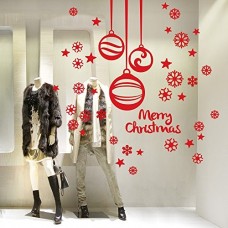 NT0186 Adesivi Murali - Pendenti con fiocchi di neve - Vetrofanie natalizie - 60x120 cm - Rosso - Decorazioni vetrine per Natale, stickers, adesivi