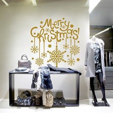 NT0199 Adesivi Murali - Merry Christmas 03 - Vetrofanie natalizie - 60x60 cm - oro - Decorazioni vetrine per Natale, stickers, adesivi