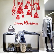 NT0215 Adesivi Murali - Decorazione Alberelli - Vetrofanie natalizie - 120x105 cm - Rosso - Decorazioni vetrine per Natale, stickers, adesivi