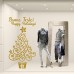 NT0008 Adesivi Murali - Albero stelle e riccioli - Vetrofanie natalizie - 75x135 cm - oro - Decorazioni vetrine per Natale, stickers, adesivi