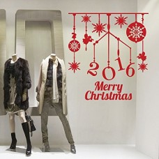 NT0040 Adesivi Murali - Pendenti - Vetrofanie natalizie - 100x110 cm - Rosso - Decorazioni vetrine per Natale, stickers, adesivi