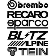 Adesivi con loghi sponsor Brembo, Blitz, Tein, Alpine, Recaro, Sparco, 2 x 6 pezzi, 15cm, per tuning