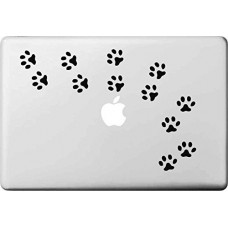 Vati fogli smontabili Dog orme del vinile della decalcomania di arte della pelle nera per Apple Macbook Pro Air Mac 13 "15" pollici / 13 Unibody 15 "Laptop Inch