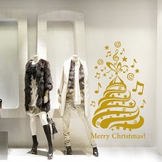 NT0335 Adesivi Murali - Albero scintillante - Vetrofanie natalizie - Misure 60x100 cm - oro - Vetrine negozi per Natale, stickers, adesivi
