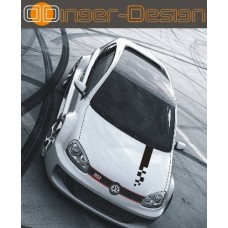 Dinger-Design Race - Adesivo per auto con strisce da gara Tuning Styling 80 x 10 cm, colore: nero