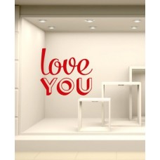 VT0312 Adesivi Murali Vetrofania San Valentino "Love you 02" - Misure 80x72 cm - rosso - Vetrine negozi per san valentino, stickers, adesivi