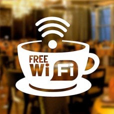 Free WIFI Cup Window Sign Vinyl Sticker Graphics Cafe Shop Salon Bar Restaurant by Wall4stickers