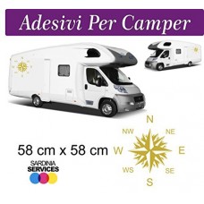 2 Adesivi per Camper - Rosa dei Venti - 580X580 mm - COLORE ORO - adesivi per camper - caravan roulotte - accessori camper, stickers, decal
