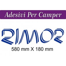 2 ADESIVI RIMOR OUTLINE- COLORE BLU - 58X18 centimetri - LOGO CAMPER RIMOR - accessori per camper adesivi per camper