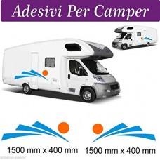 2 ADESIVI "SUN" CAMPER "SET MEDIO 1,5 METRI" - ADRIA RIMOR ARCA - NOVITà adesivi per camper - caravan roulotte - accessori camper, stickers, decal