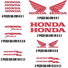 Adesivi Stickers HONDA CBR 600/1000 Kit 16pz vari colori, misure personaliz Moto COLORE ROSSO
