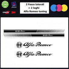 SET FASCE + 2 loghi (colore NERO) ALFA ROMEO TUNING BANDE ADESIVE STICKERS auto - accessori, stickers, decal