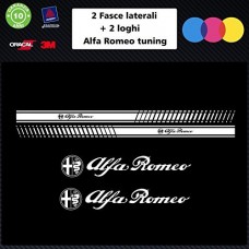 SET FASCE + 2 LOGHI (colore BIANCO) ALFA ROMEO TUNING BANDE ADESIVE STICKERS auto - accessori, stickers, decal