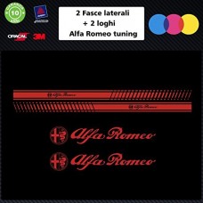 SET FASCE + 2 LOGHI (colore ROSSO) ALFA ROMEO TUNING BANDE ADESIVE STICKERS auto - accessori, stickers, decal