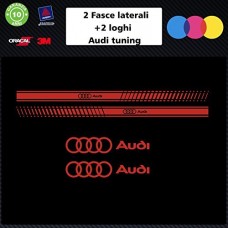 SET FASCE + 2 LOGHI (colore ROSSO) AUDI TUNING BANDE ADESIVE STICKERS auto - accessori, stickers, decal