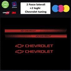 SET FASCE + 2 LOGHI (colore ROSSO) chevrolet TUNING BANDE ADESIVE STICKERS auto - accessori, stickers, decal