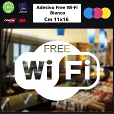 1 Adesivo (BIANCO) "Free Wifi" per bar, club, uffici,vetrine, negozi, ristoranti, salon, stickers, decal 004