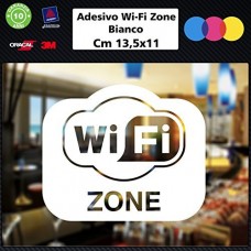 1 Adesivo (BIANCO) "Free Wifi" per bar, club, uffici,vetrine, negozi, ristoranti, salon, stickers, decal 005
