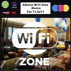 1 Adesivo (BIANCO) "Free Wifi" per bar, club, uffici,vetrine, negozi, ristoranti, salon, stickers, decal 006
