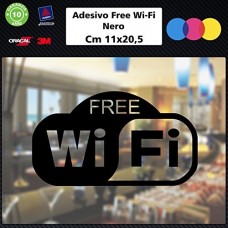 1 Adesivo (NERO) "Free Wifi" per bar, club, uffici,vetrine, negozi, ristoranti, salon, stickers, decal 008