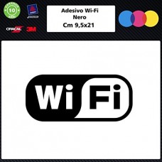 1 Adesivo (NERO) "Free Wifi" per bar, club, uffici,vetrine, negozi, ristoranti, salon, stickers, decal 009