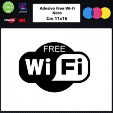 1 Adesivo (NERO) "Free Wifi" per bar, club, uffici,vetrine, negozi, ristoranti, salon, stickers, decal 010