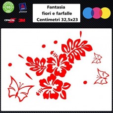 Adesivi fiori e farfalle per auto - STICKERS auto - accessori, stickers, decal (rosso)