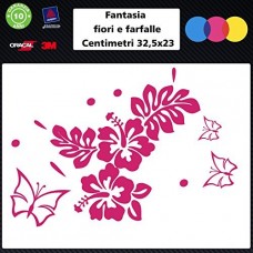Adesivi fiori e farfalle per auto - STICKERS auto - accessori, stickers, decal (rosa scuro)