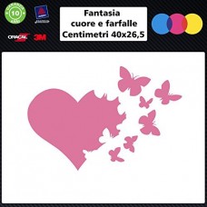 Adesivi fantasia cuore e farfalle per auto - STICKERS auto - accessori, stickers, decal (rosa chiaro)