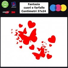 Adesivi fantasia cuore e farfalle per auto - grafica 002 - STICKERS auto - accessori, stickers, decal (rosso)