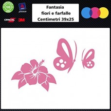 Adesivi fantasia fiori e farfalle per auto - grafica 003 - STICKERS auto - accessori, stickers, decal (rosa scuro)
