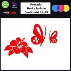 Adesivi fantasia fiori e farfalle per auto - grafica 003 - STICKERS auto - accessori, stickers, decal (rosso)