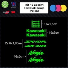 10 ADESIVI kawasaky ninja zx-10r per moto - - STICKERS MOTO - accessori, stickers, decal (verde fluo)