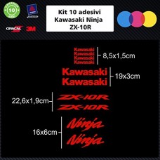 10 ADESIVI kawasaky ninja zx-10r per moto - - STICKERS MOTO - accessori, stickers, decal (rosso)