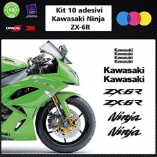 10 ADESIVI kawasaky ninja zx-6r per moto - - STICKERS MOTO - accessori, stickers, decal COLORI A SCELTA (NERO)