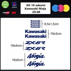10 ADESIVI kawasaky ninja zx-6r per moto - - STICKERS MOTO - accessori, stickers, decal COLORI A SCELTA (BLU)