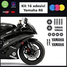 ADESIVI KIT 16 PEZZI YAMAHA R6 - - STICKERS MOTO - accessori, stickers, moto, decal COLORI A SCELTA (nero)