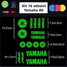 ADESIVI KIT 16 PEZZI YAMAHA R6 - - STICKERS MOTO - accessori, stickers, moto, decal COLORI A SCELTA (verde fluo)