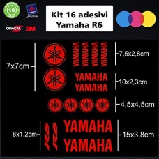 ADESIVI KIT 16 PEZZI YAMAHA R6 - - STICKERS MOTO - accessori, stickers, moto, decal COLORI A SCELTA (rosso)