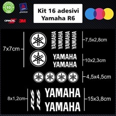 ADESIVI KIT 16 PEZZI YAMAHA R6 - - STICKERS MOTO - accessori, stickers, moto, decal COLORI A SCELTA (bianco)