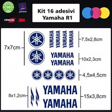 ADESIVI KIT 16 PEZZI YAMAHA R1 - - STICKERS MOTO - accessori, stickers, moto, decal COLORI A SCELTA (blu)