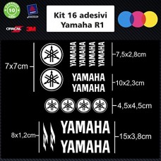 ADESIVI KIT 16 PEZZI YAMAHA R1 - - STICKERS MOTO - accessori, stickers, moto, decal COLORI A SCELTA (bianco)