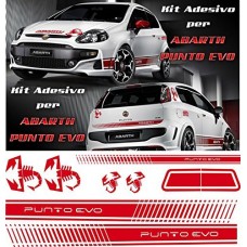 KIT ADESIVI + SET FASCE - ROSSE - FIAT - PUNTO EVO - 500 ABARTH - TUNING BANDE ADESIVE STICKERS auto - accessori, stickers, decal