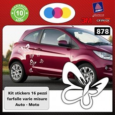 ADESIVI FIORI E FARFALLE per auto - STICKERS auto - accessori, stickers, decal (BIANCO) cod. 878