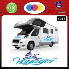 2 Adesivi per Camper - VOYAGER - 100 x 30 CENTIMETRI - COLORE BLU E CELESTE - adesivi per camper - caravan roulotte - accessori camper, stickers, decal cod. 1017