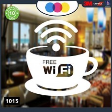 1 Adesivo WIFI WI FI (BIANCO) "Free Wifi" per bar, club, uffici,vetrine, negozi, ristoranti, salon, stickers, decal Cod. 1015