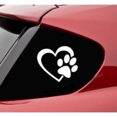 StickerBorough - Adesivo in vinile a forma id cuore con impronta zampa di cane, 10,16  cm, colori assortiti