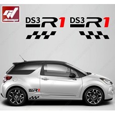 R1, KIT adesivi DS3 GTD, colore: nero/rosso-sticker adesivo, Citroen, deco, tuning