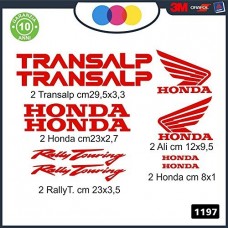 KIT ADESIVI HONDA TRANSALP 10 PZ DI VARIE MISURE - - STICKERS MOTO - accessori, stickers, decal Cod. 1197. (rosso)